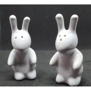 White Bunny Rabbit Salt and Pepper Shakers for Easter